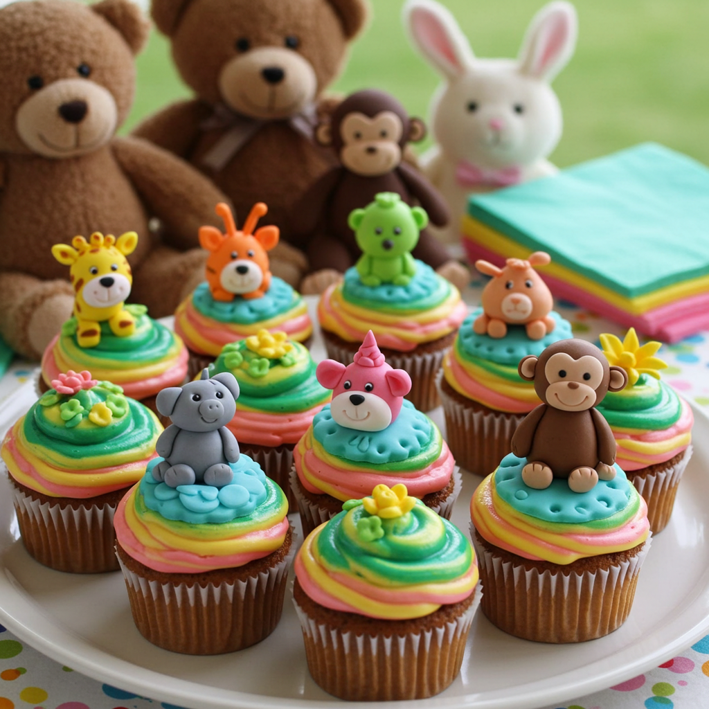 Creative Cupcake Themes for Little Kids Rainbow and animal-themed cupcakes for preschool birthday