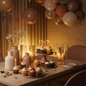 Cupcakes at a chic adult birthday party