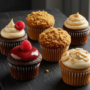 Close-up of classy cupcakes with rich adult flavors