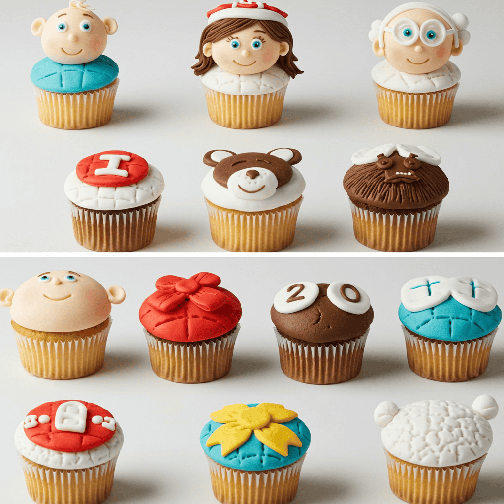 Cupcakes decorated for every life stage from toddler to adult