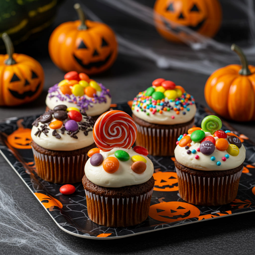 Halloween cupcakes with candy