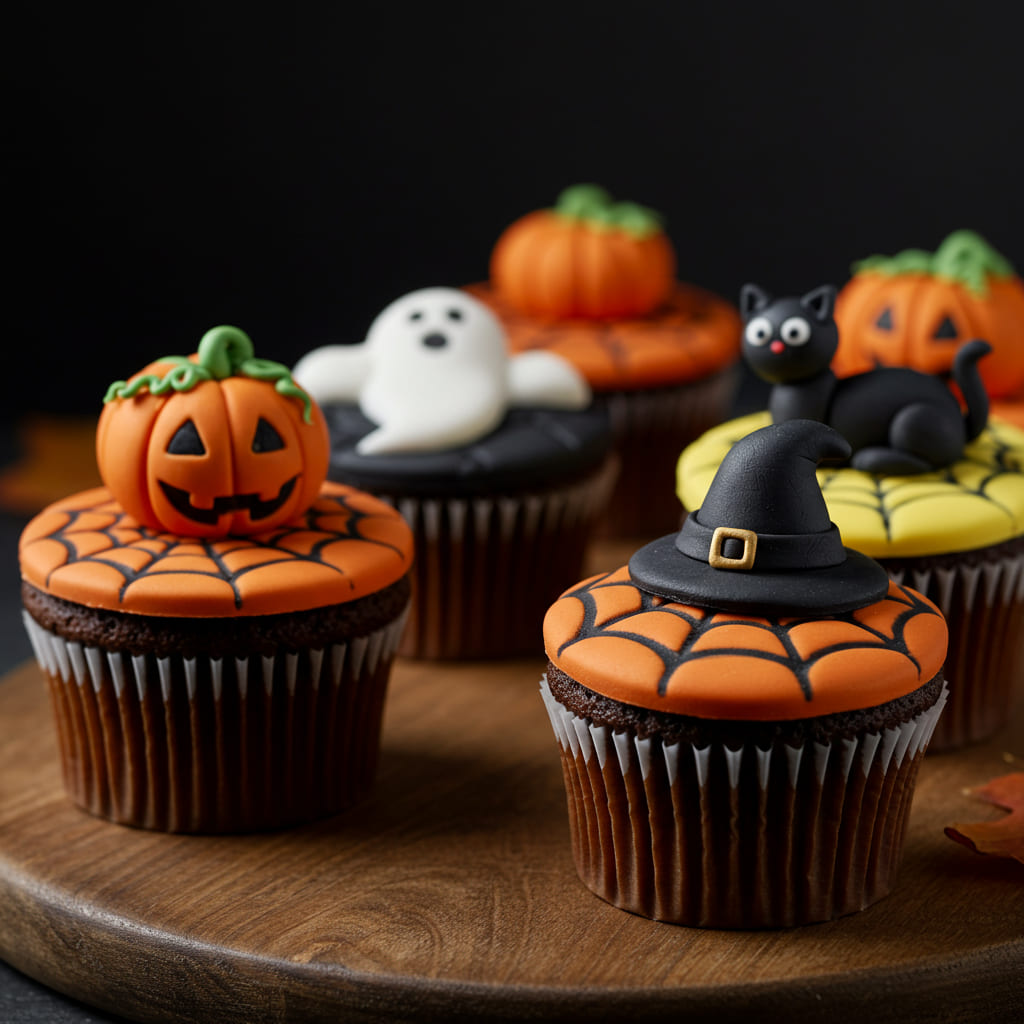 Fondant Halloween cupcakes