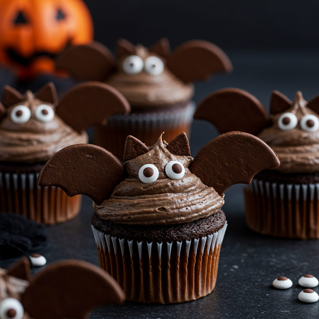 Bat Halloween Cupcakes
