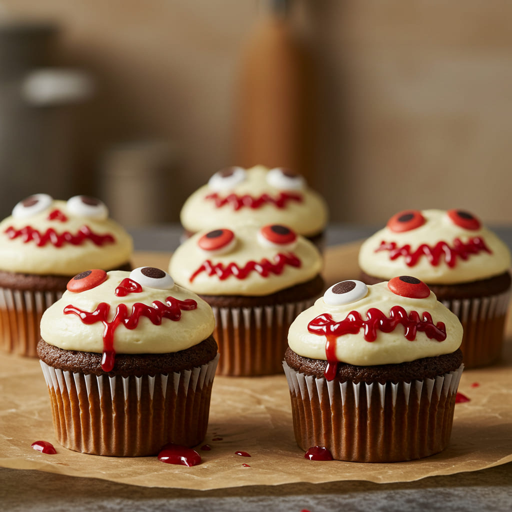 Scary face cupcakes