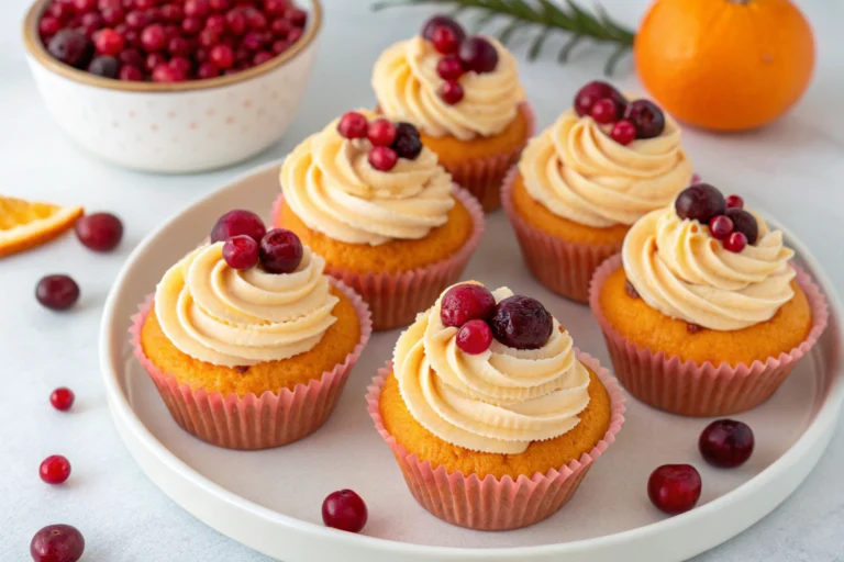 Bright and Festive Cranberry Orange Cupcakes