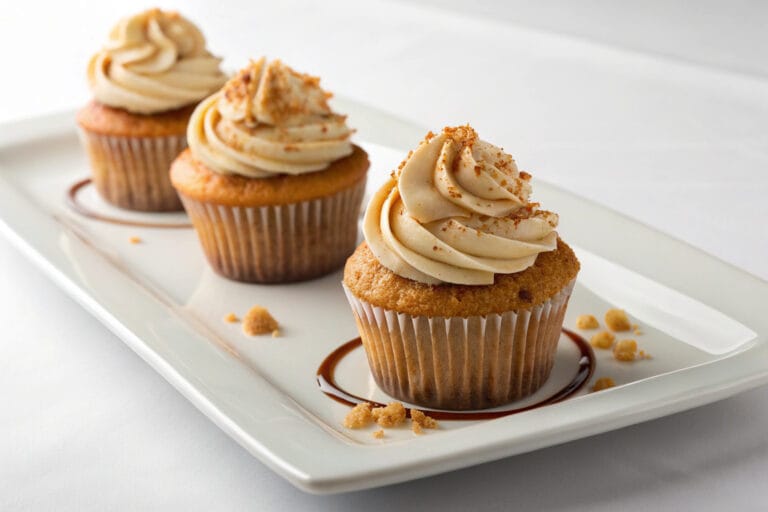 brown butter cupcakes featured dish plated