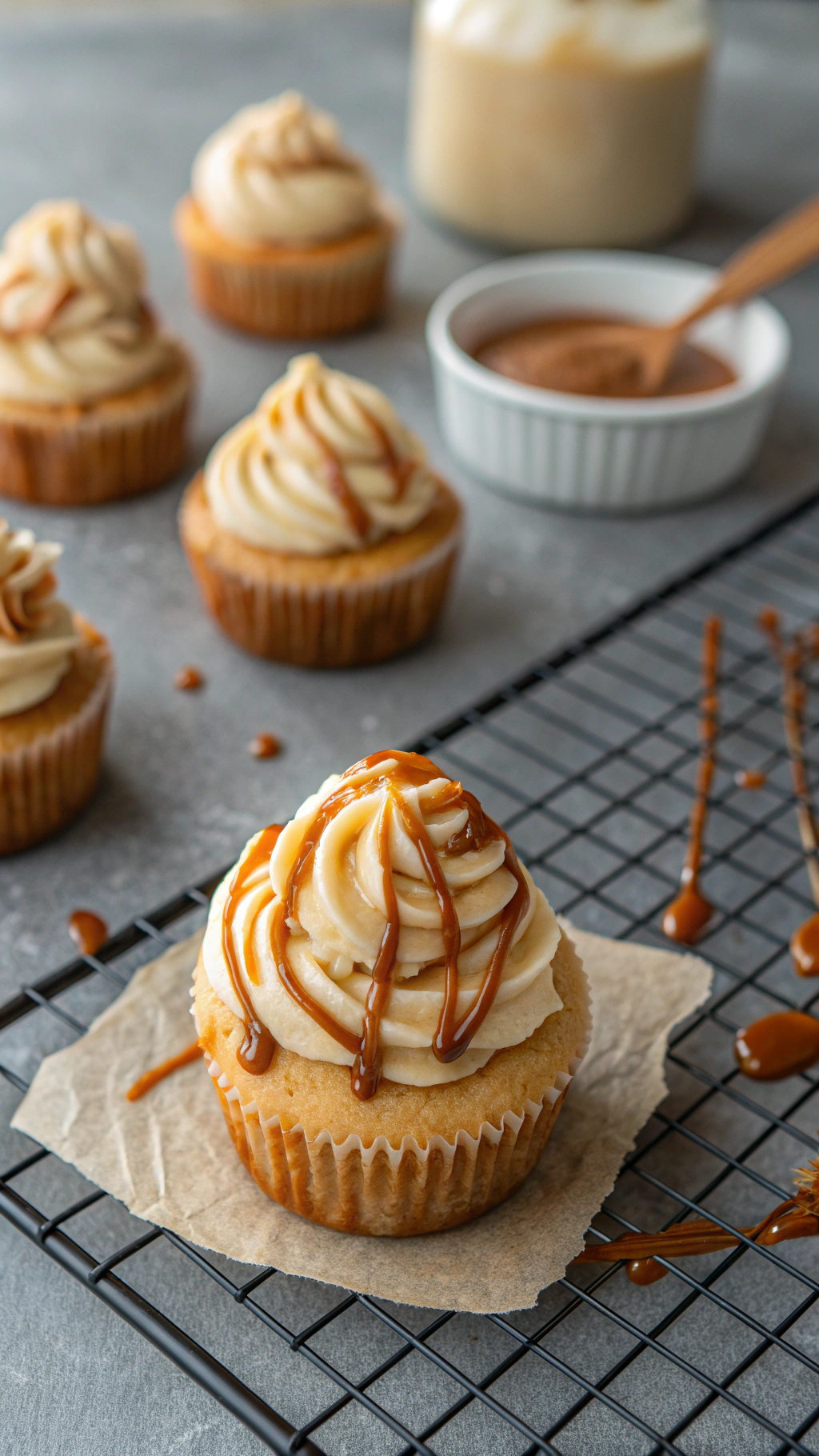 caramel drizzle cupcakes cooking process step