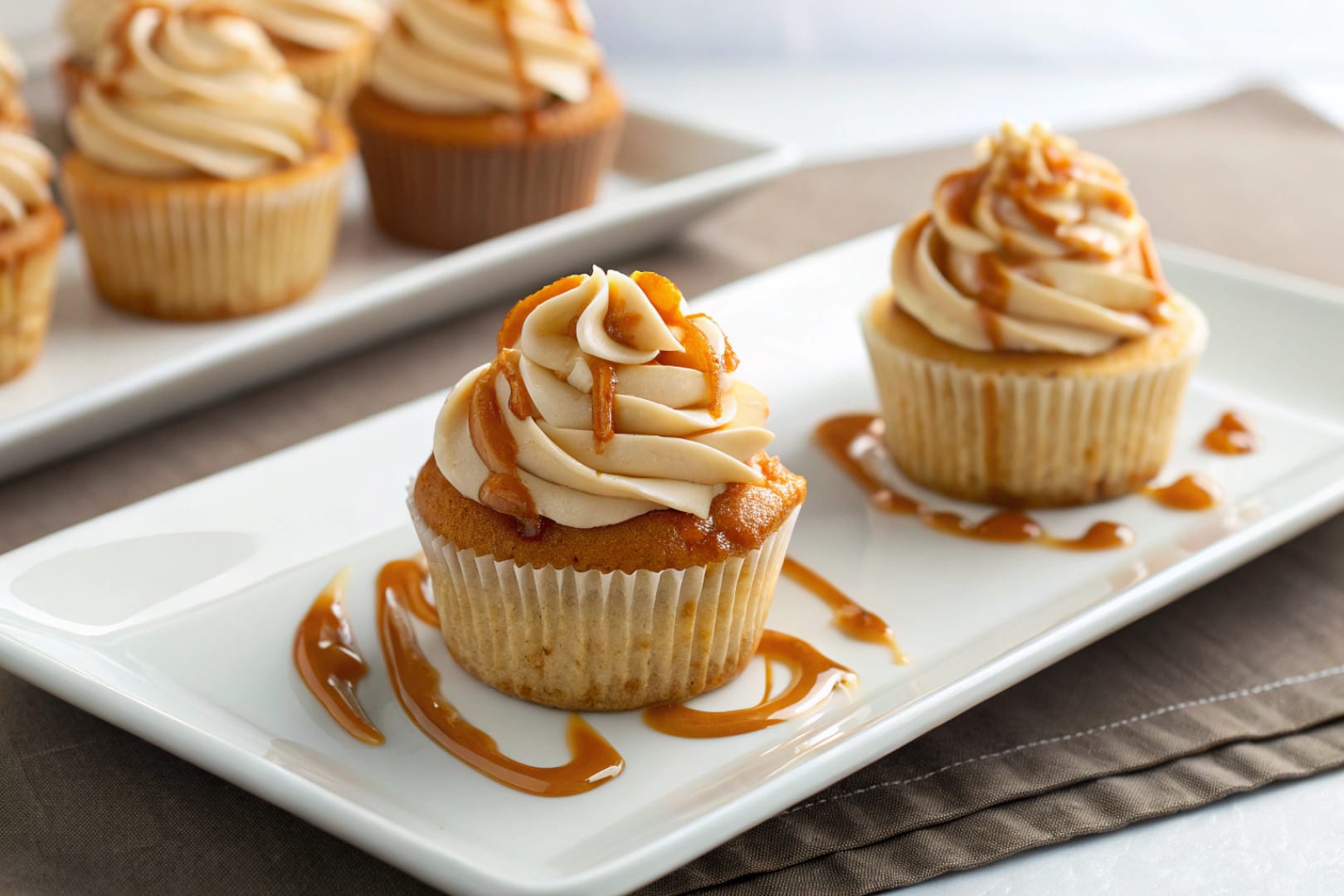caramel drizzle cupcakes featured dish plated