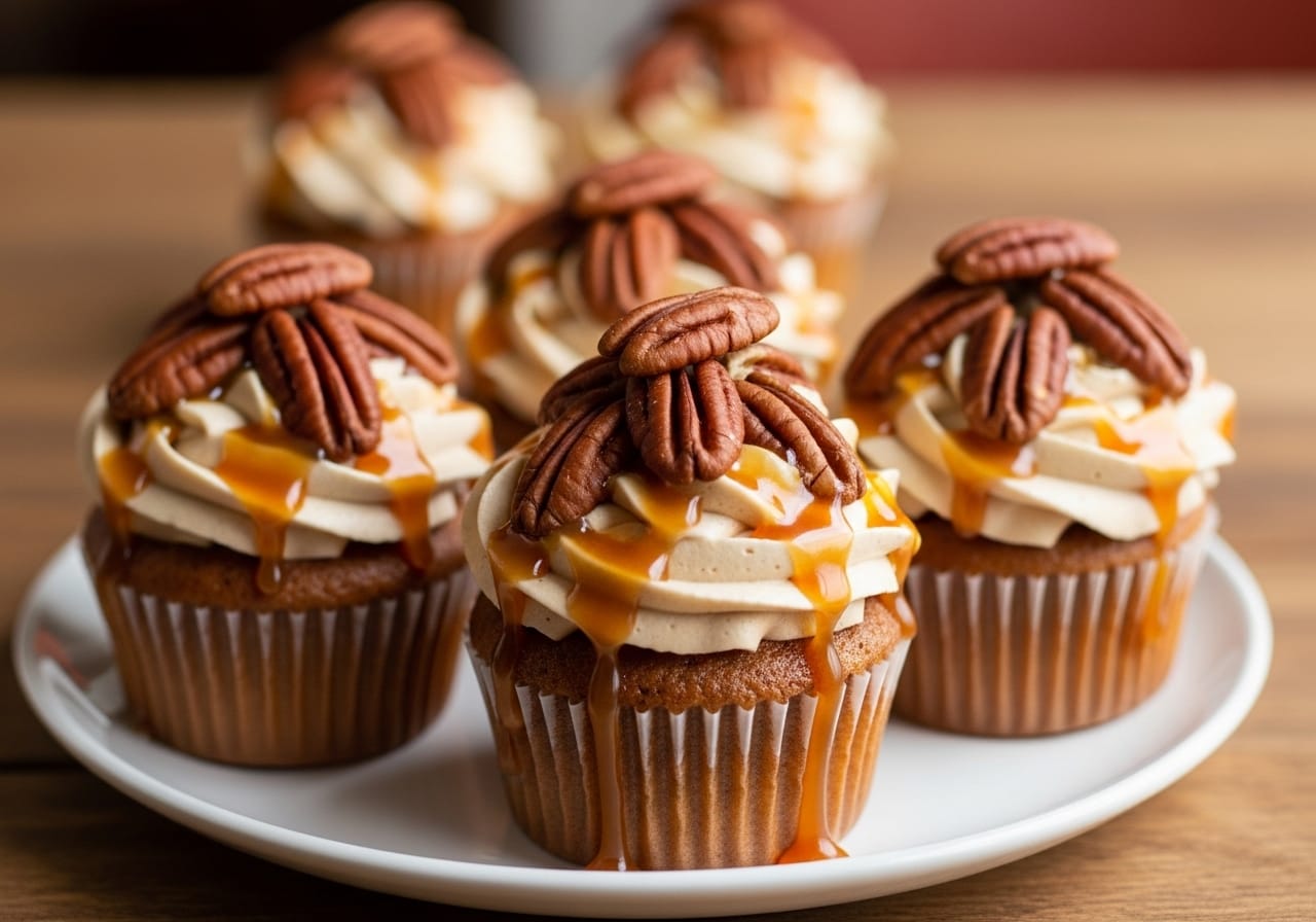 caramel pecan cupcakes
