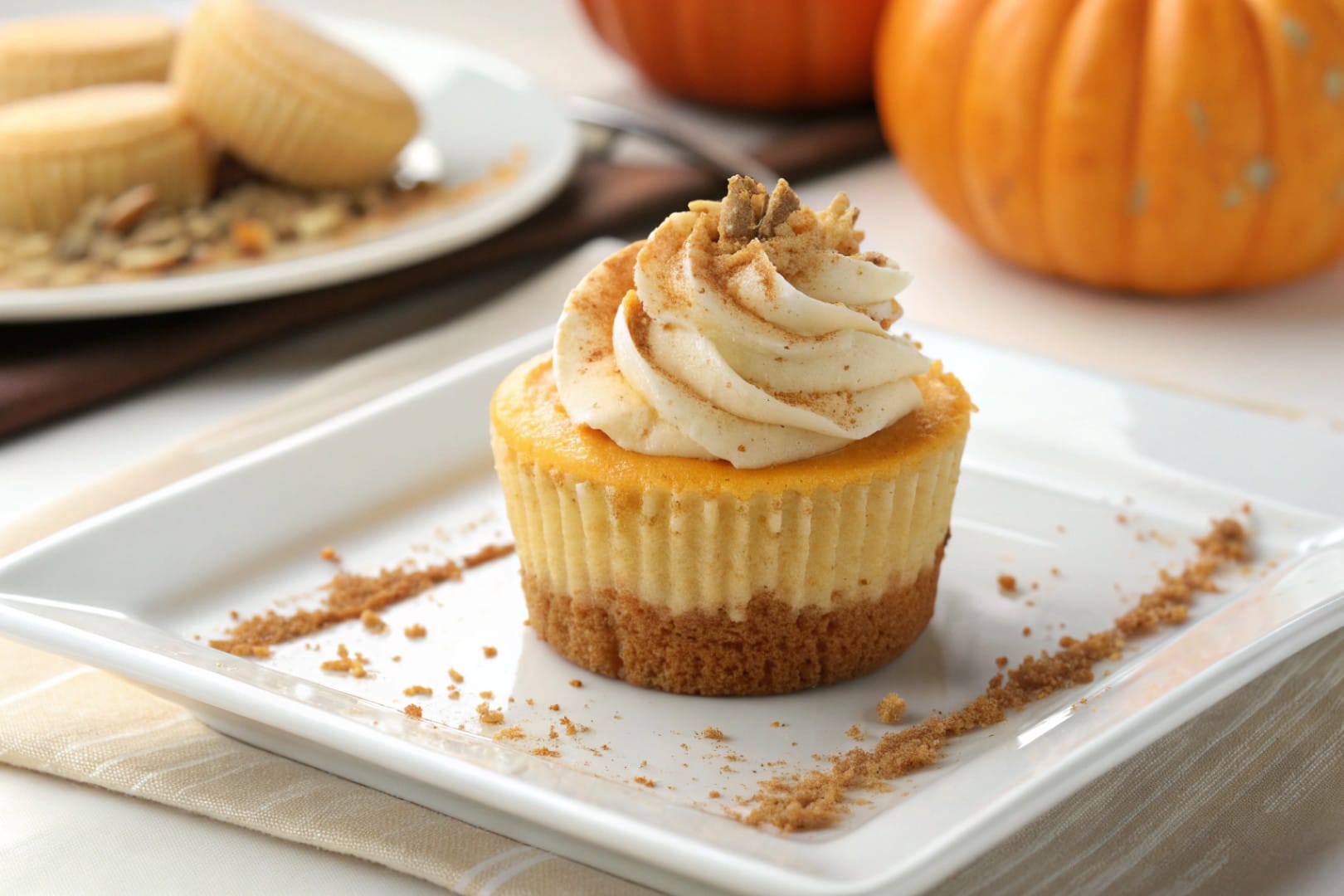 pumpkin cheesecake cupcakes featured dish plated