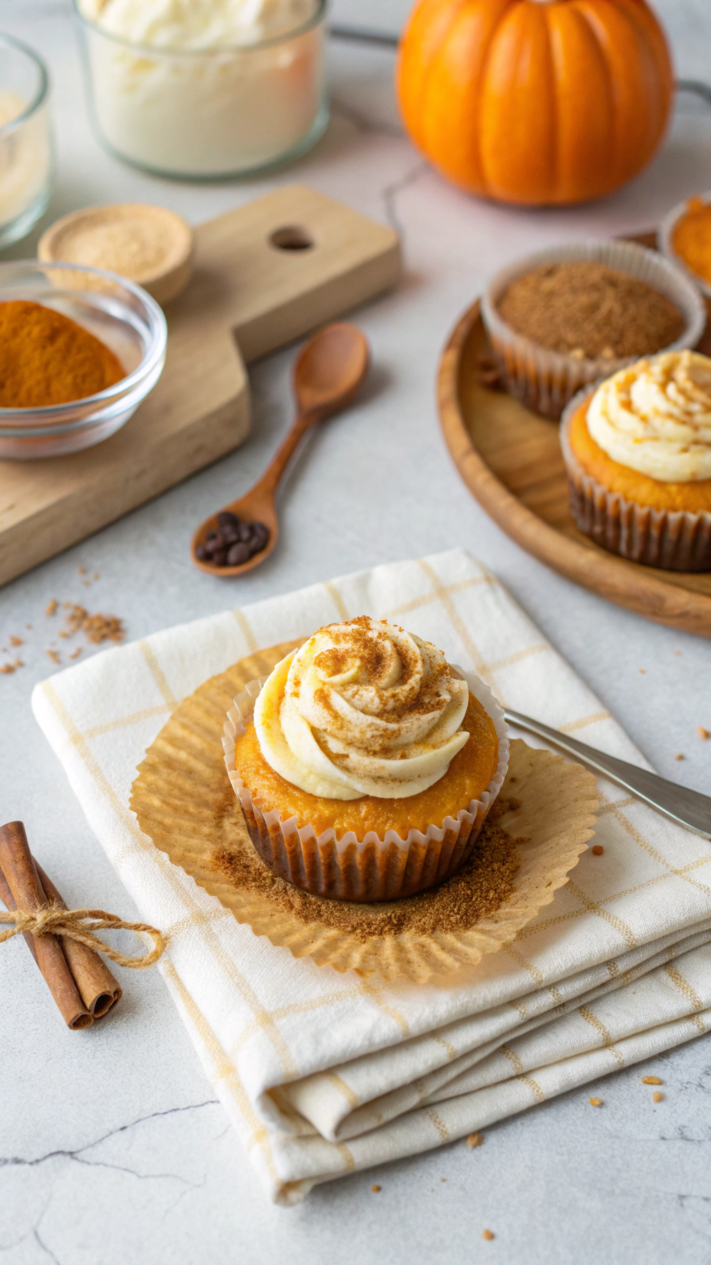 pumpkin cheesecake cupcakes cooking process step