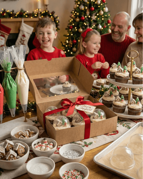 christmas snow globe gelatin cupcakes
