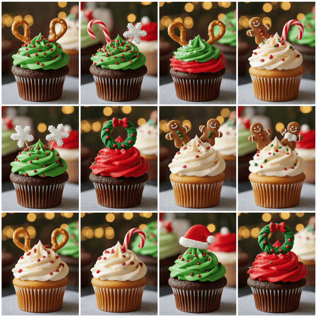 how to decorate Christmas cupcakes