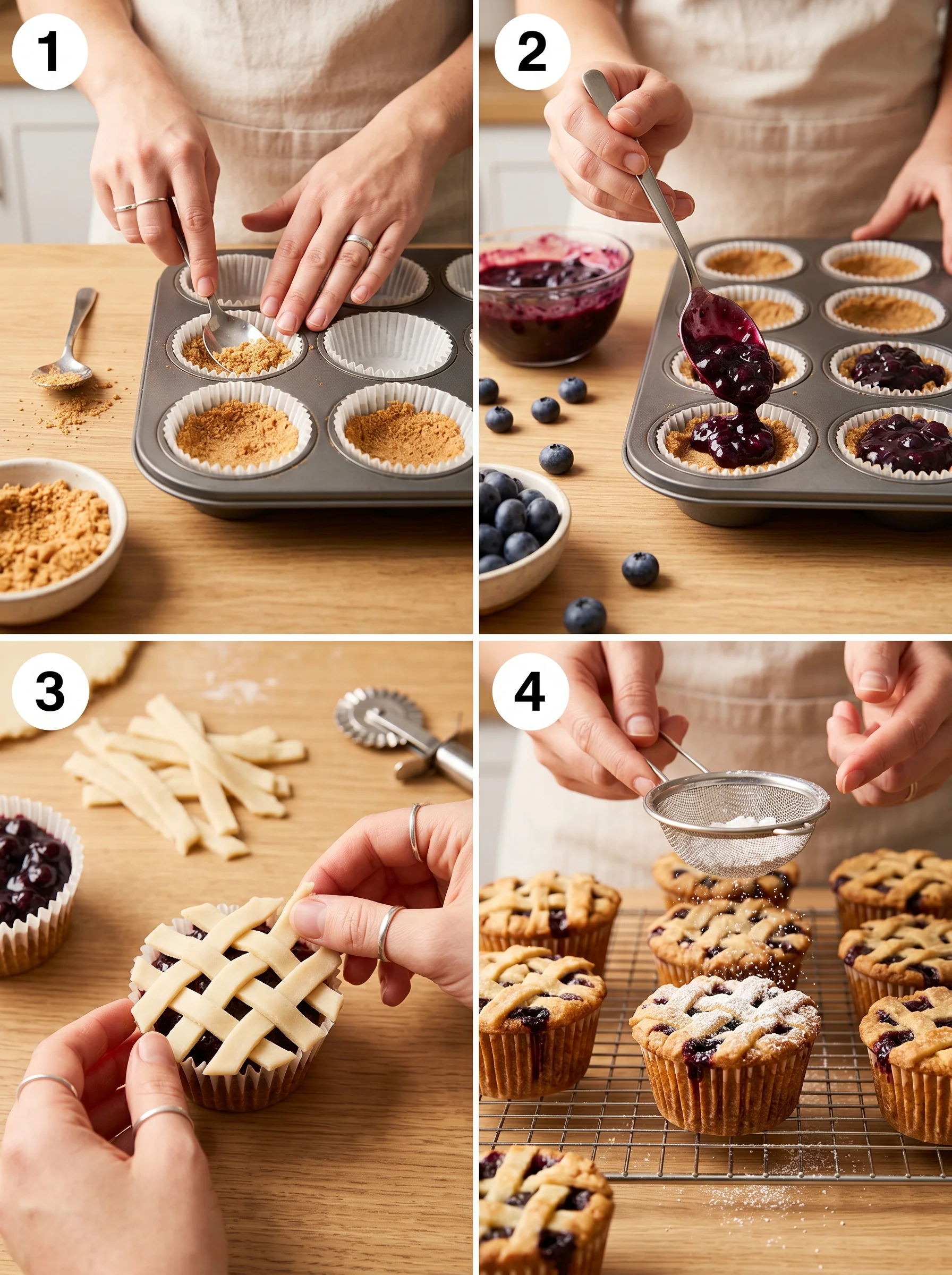 Blueberry Pie Cupcakes step by step baking process