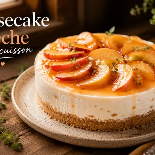 Cheesecake Pêche sans cuisson recipe
