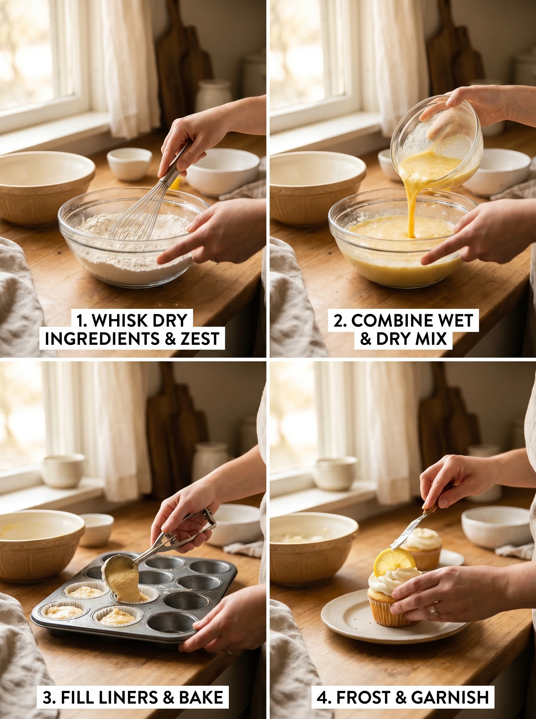 Lemon Cupcakes step by step baking process