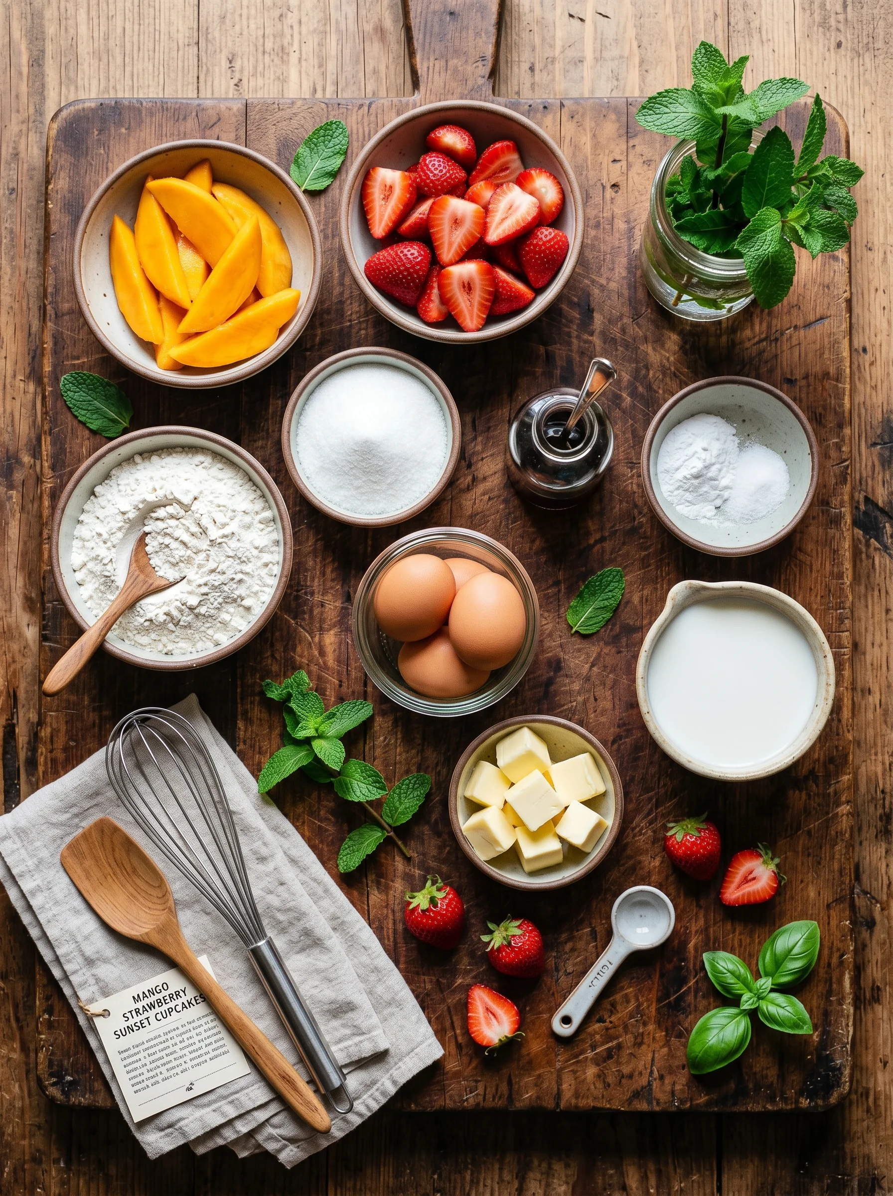 Mango Strawberry Sunset Cupcakes ingredients