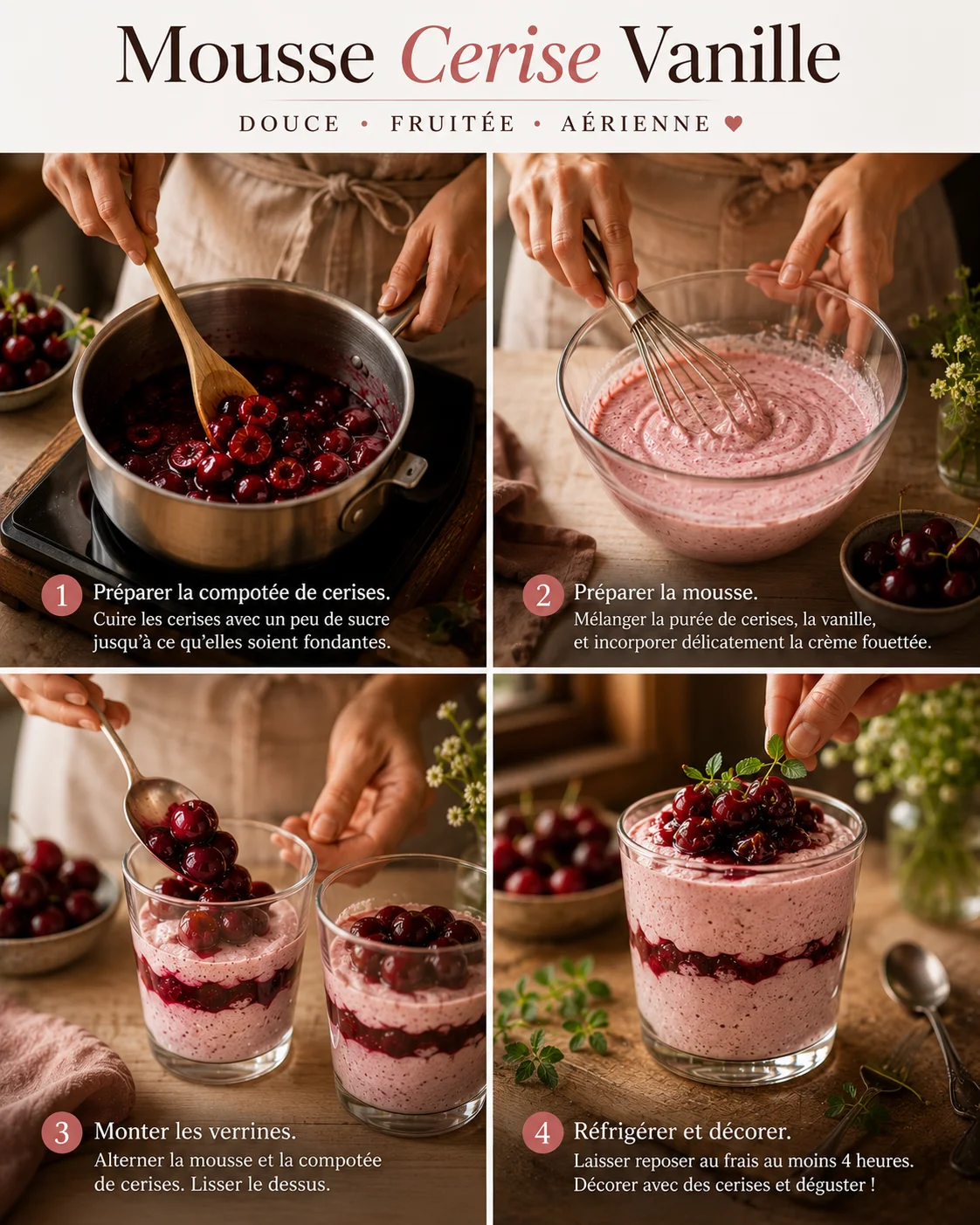 Mousse Cerise Vanille step by step