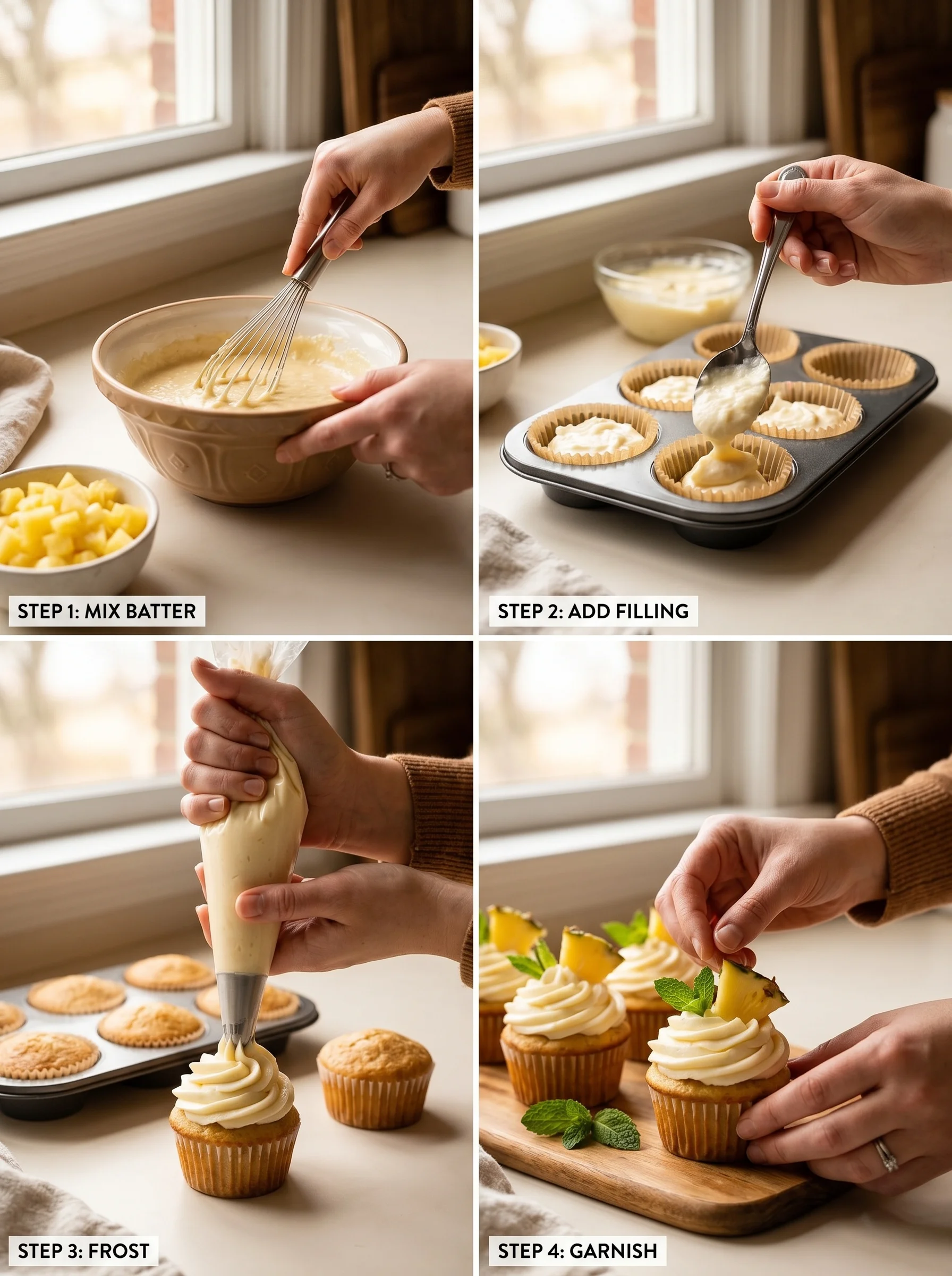Pineapple Cream Cheese Cupcakes step by step
