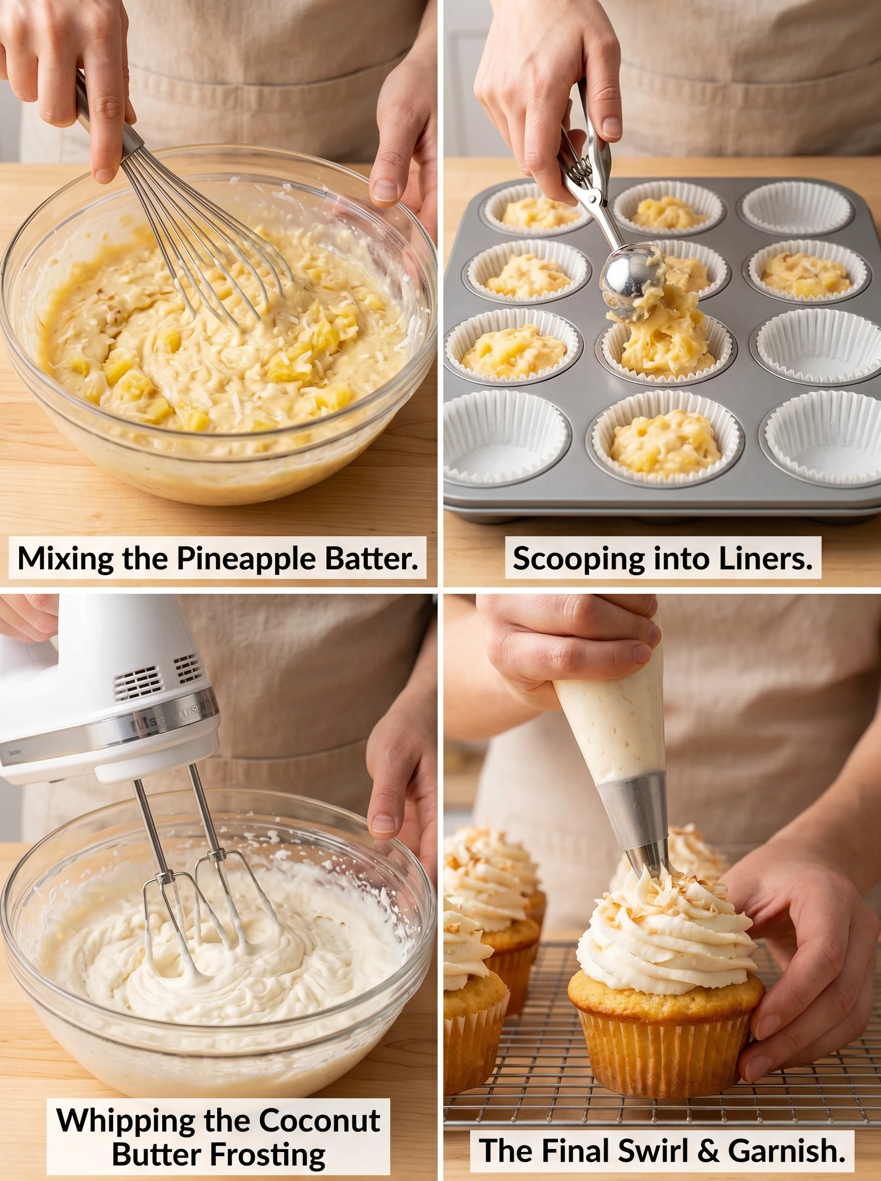 Pineapple cupcakes with coconut butter step by step