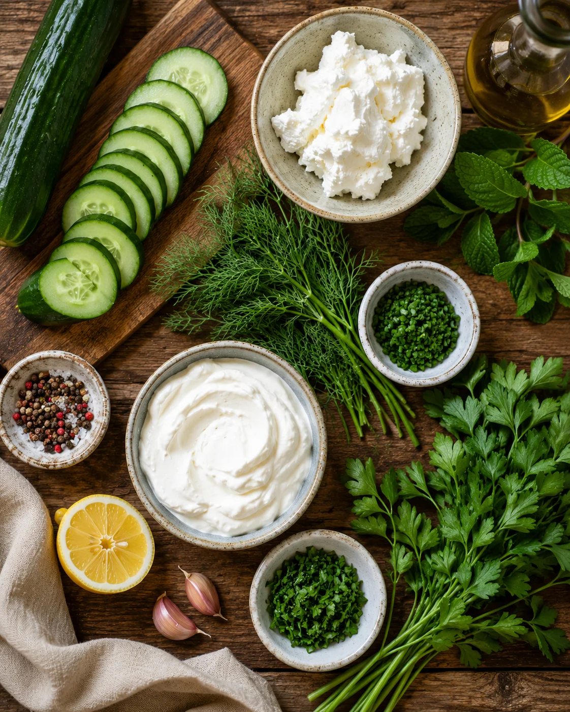 Salade concombre fromage frais ingredients