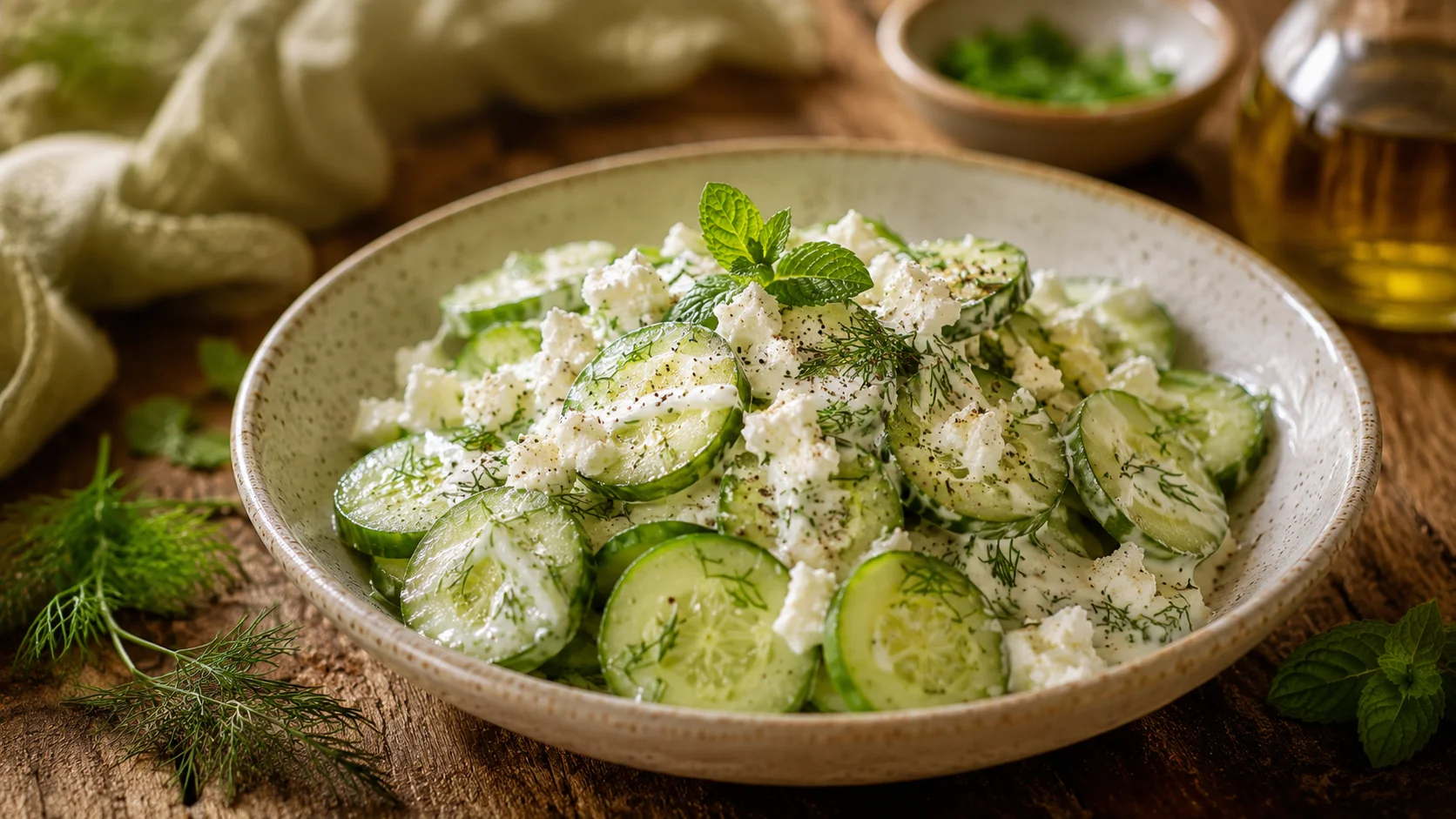 Salade concombre fromage frais recipe