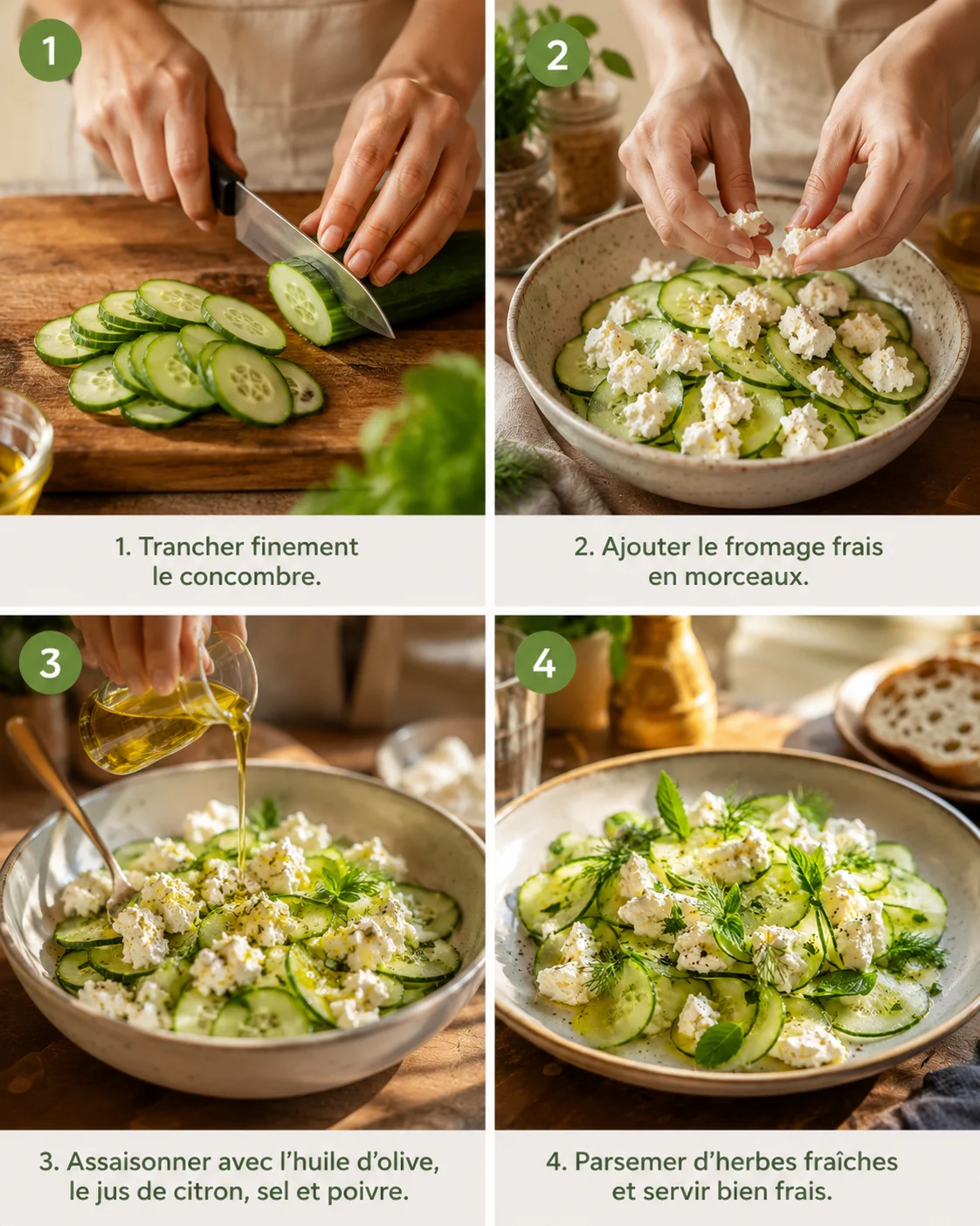Salade concombre fromage frais step by step