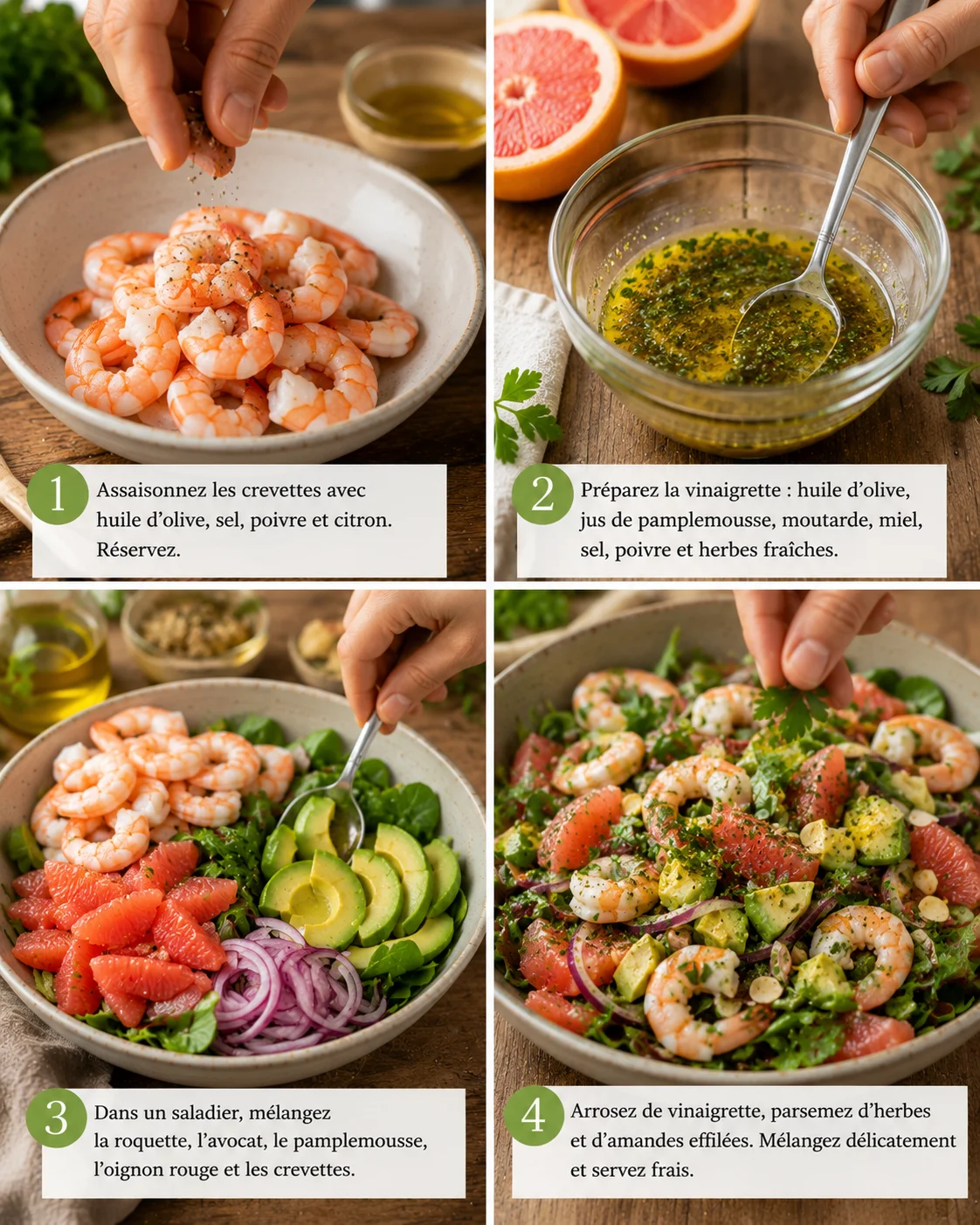avocado shrimp grapefruit salad step by step preparation