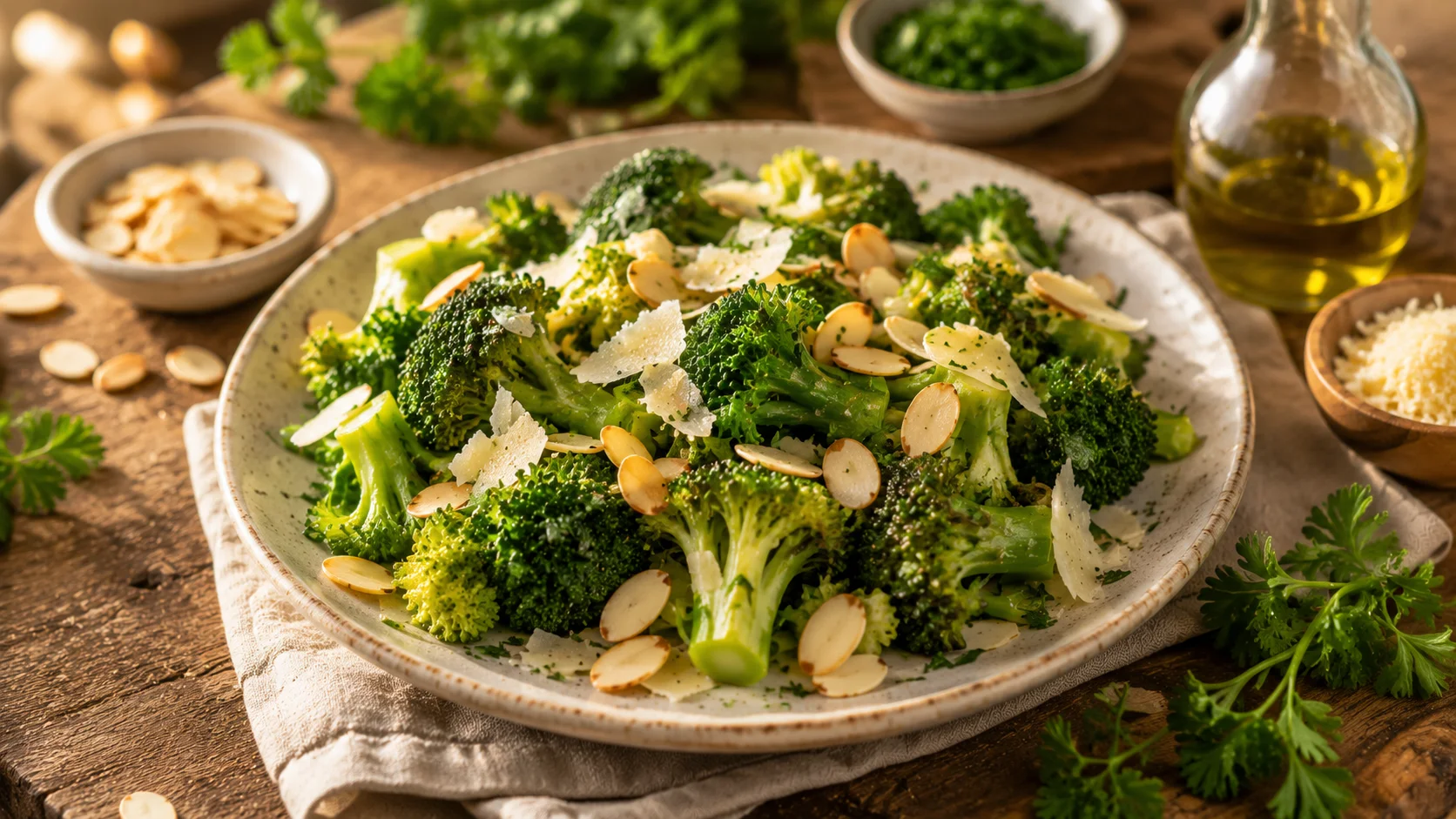 🥗 Salade Brocoli Croquant Amandes & Parmesan recipe