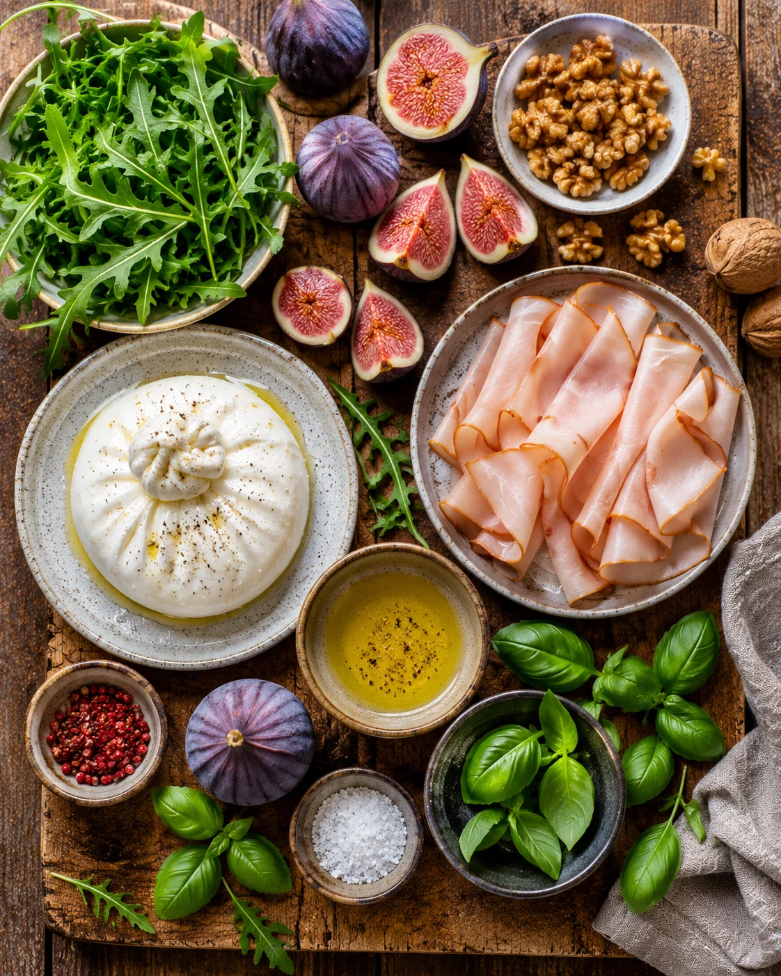 Salade Burrata Figues Jambon de Dinde Fumé & Noix ingredients