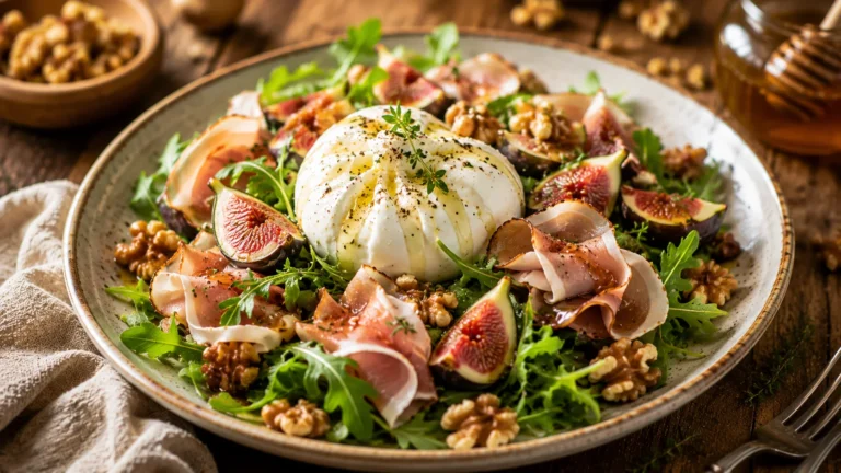 Salade Burrata Figues Jambon de Dinde Fumé & Noix recipe