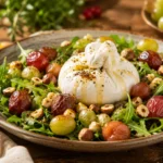 Salade Burrata Raisins R&ocirc;tis & Noisettes recipe