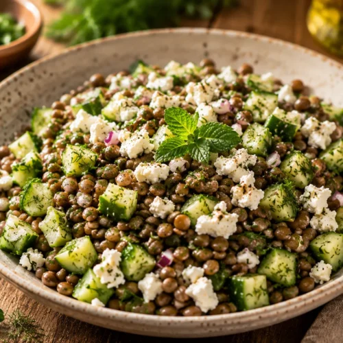 Salade Lentilles Concombre & Feta recipe