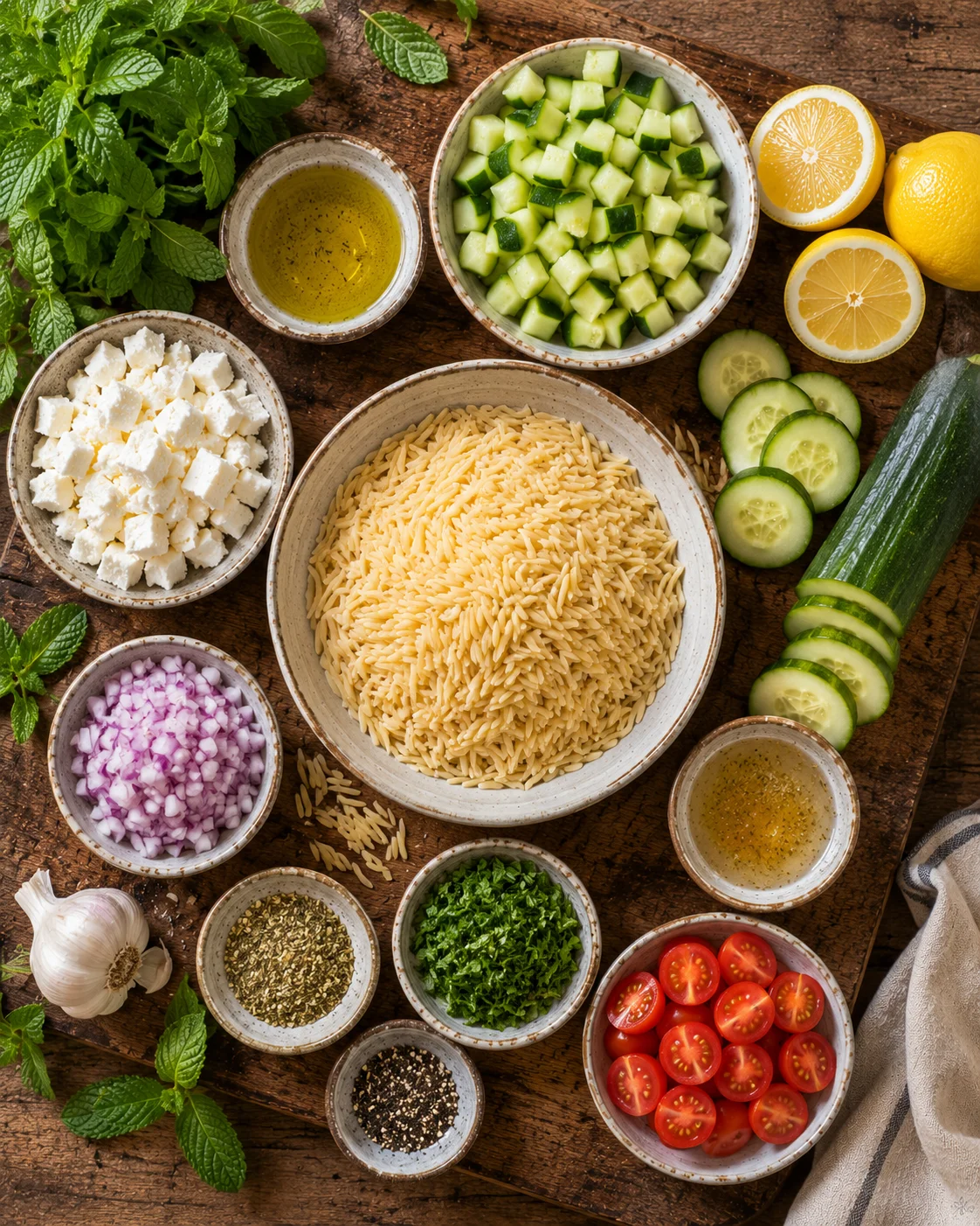 Salade Orzo Concombre Feta & Menthe ingredients