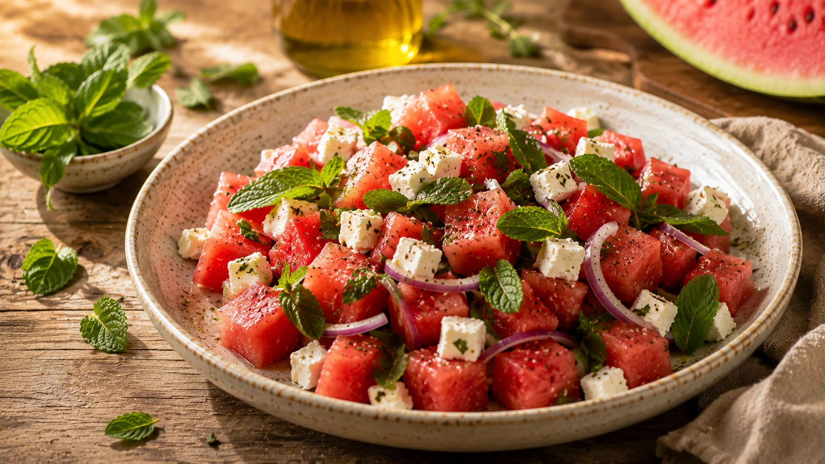 🥗 Salade Pastèque Feta & Menthe recipe