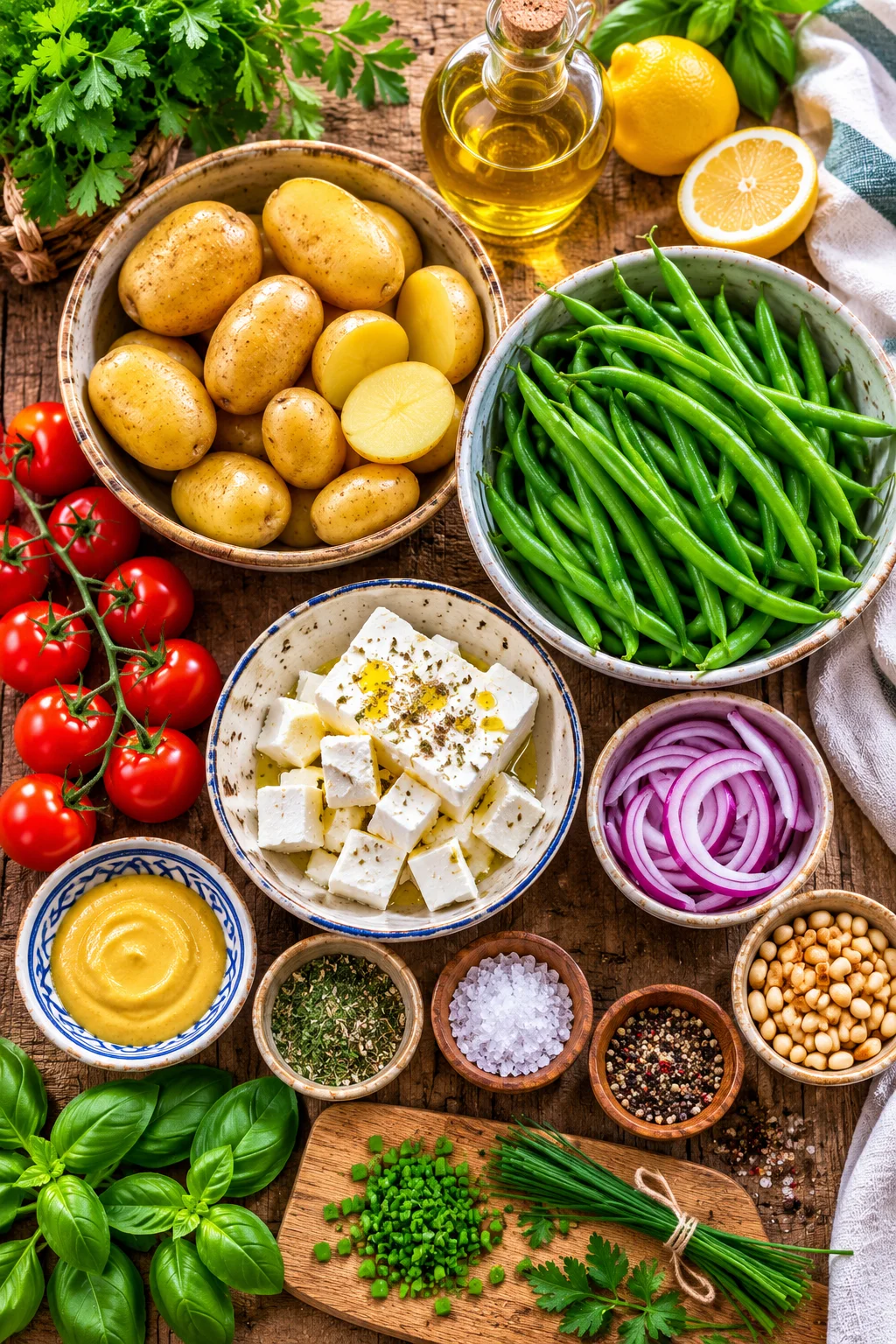 Salade Pommes de Terre Haricots Verts & Feta ingredients