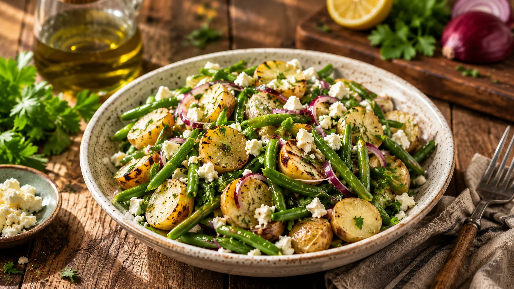 Salade Pommes de Terre Haricots Verts & Feta recipe