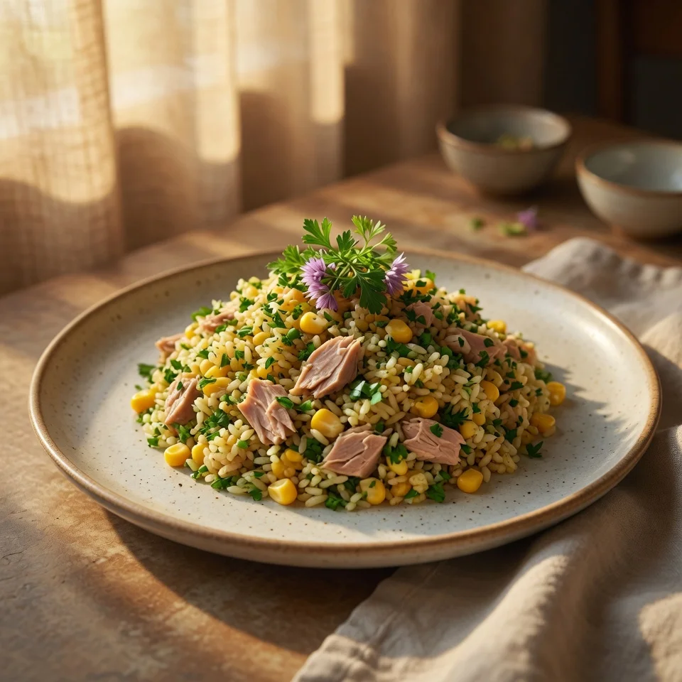 Salade Riz Thon & Ma&iuml;s Croquant served