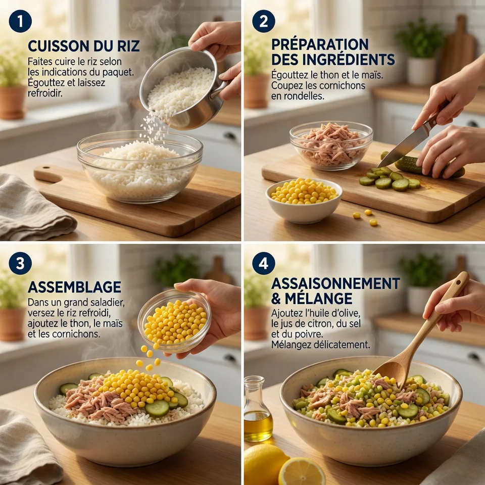 Salade Riz Thon & Ma&iuml;s Croquant step by step