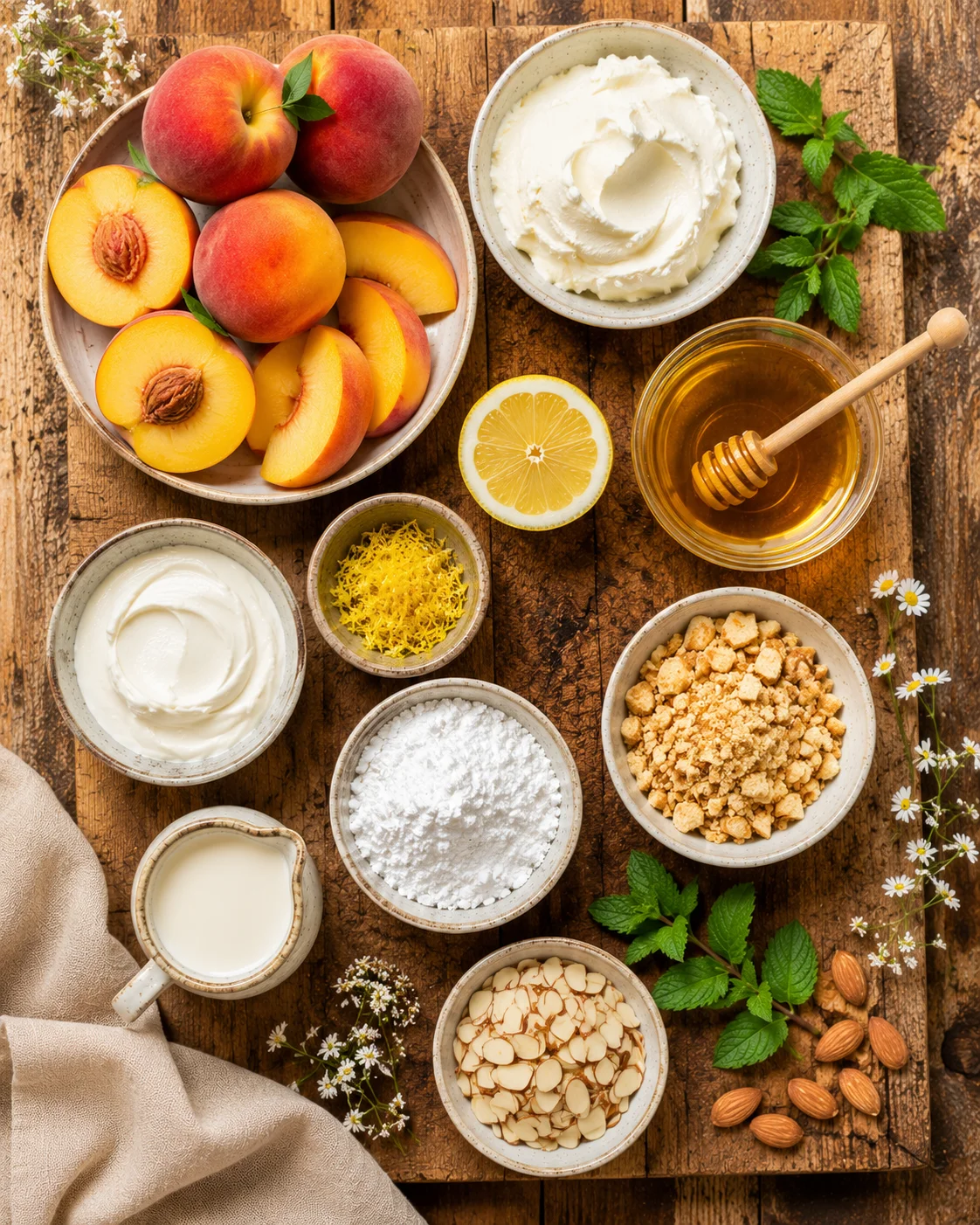 Verrines Pêche Mascarpone & Miel ingredients