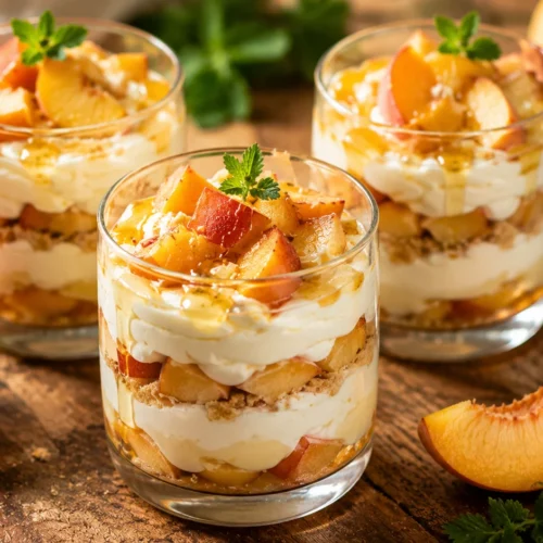 Verrines Pêche Mascarpone & Miel recipe