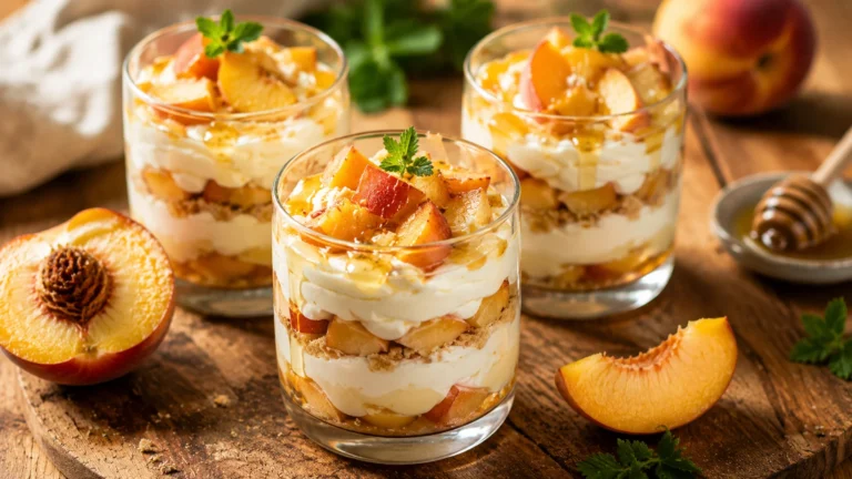 Verrines Pêche Mascarpone & Miel recipe