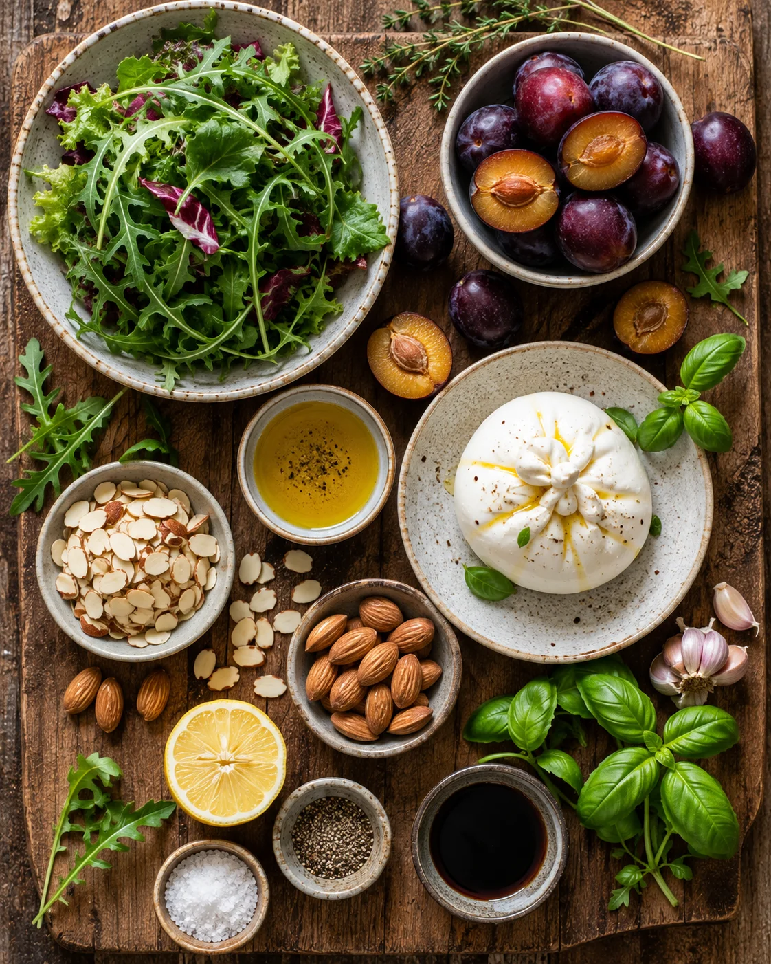 Salade Burrata Prunes Rôties & Amandes ingredients