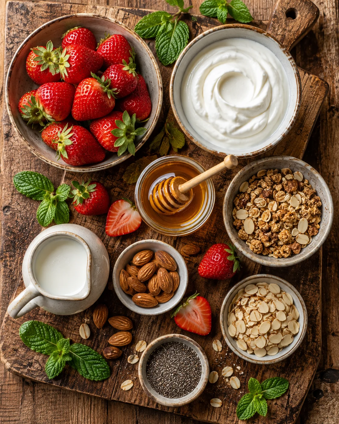 Verrines Fraises Yaourt Grec & Granola Miel ingredients